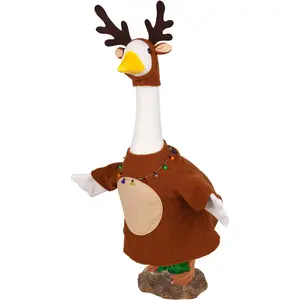 Christmas Goose Outfit Reindeer Porch Goose Outfits Xmas Yard Goose Clothes Silly Lawn Goose Costume for 23'' Porch Goose Duck Decorations