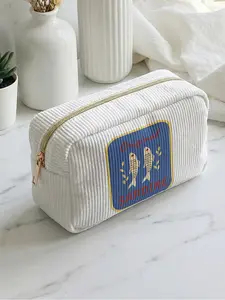 1 piece of sardine pattern + 'Original Sardine' 2D printed makeup bag, Makeup Pouch, large capacity design|suitable for all seasons/general use|can hold daily skincare products and various cosmetics|lifestyle travel all-match