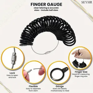 Ring Sizer Measuring Tool Set Metal Finger Sizing Gauge Rings Measurement Tool for Women Men US Size 0-13 with Half Size Jewelry