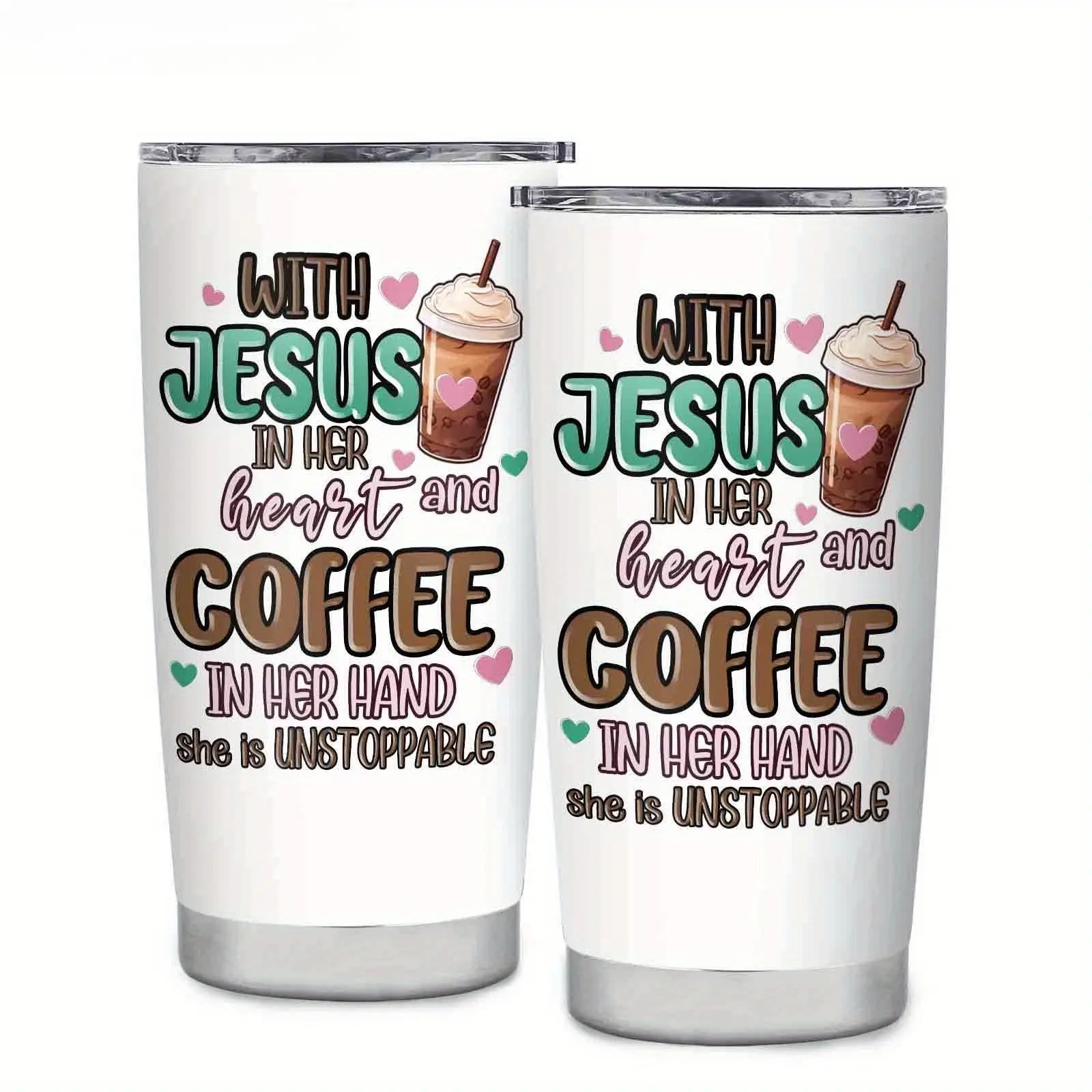 1pc 20oz Modern Portable Insulated Stanley‌ Water Bottle with Straw Lid - 3D Printed Christian Inspirational Bible Verse Drinkware, Leak-proof, Slip Grip, Reusable for Hot/Cold Drinks, Faith-Based Gift Flasks Bottled Mug with Letters, 500-1,000 Ml
