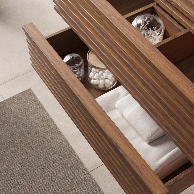 Modway Render 30" Wall-Mount Bathroom Vanity Cabinet (Sink Basin Not Included) in Walnut