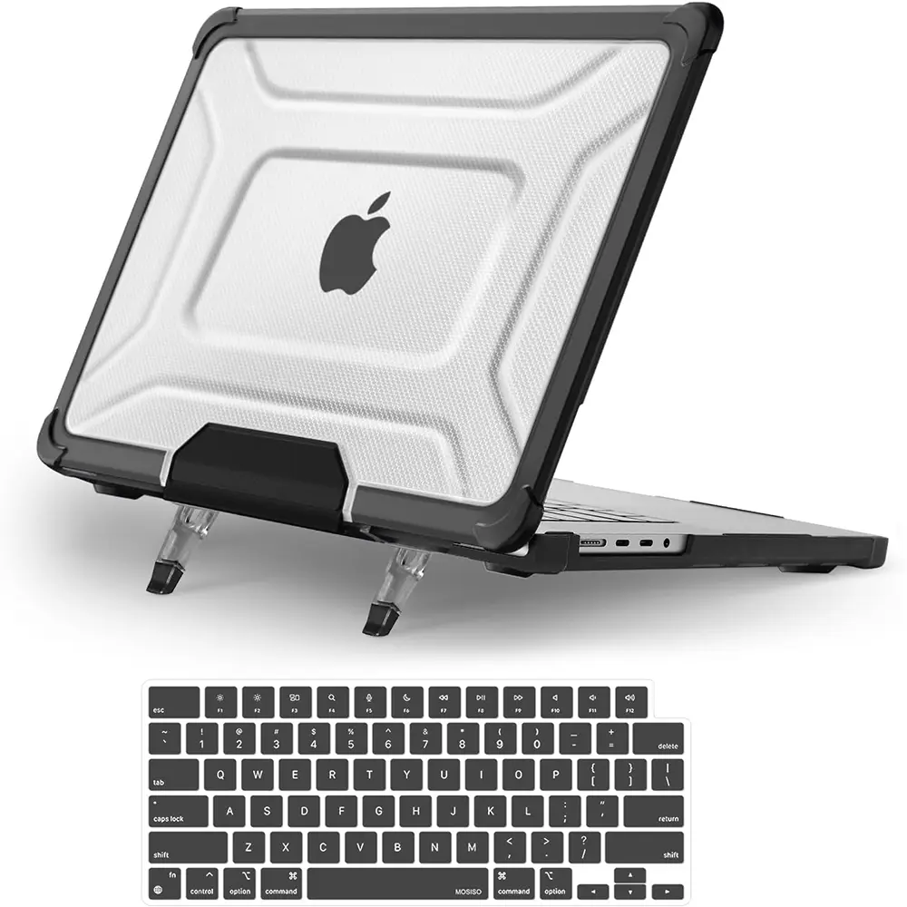 MOSISO Laptop Hard Case for 16 inch MacBook Pro (2025-2021 M4 M3 M2 M1 A3403 A3186 A2991 A2780 A2485) - Full Protection, Shockproof TPU Bumper, Dots Plastic Shell, Foldable Stand, Keyboard Skin, Ergonomic Design, Full Access to Ports, Ideal for Students,