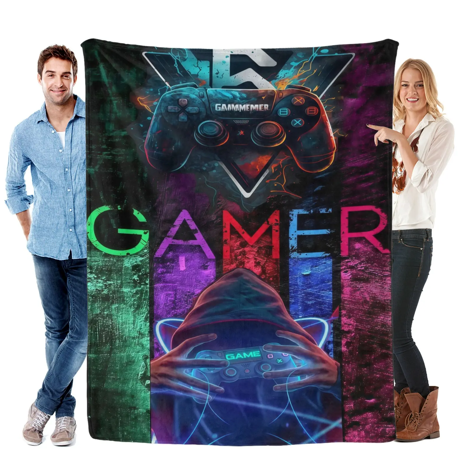 GAMER Controller Blanket Put on the blanket and take control of the game  Super Soft Flannel Fleece, Lightweight Cozy Plush for Sofa Couch Bed Travel., Wrinkle Resistant, 30*40（Baby）