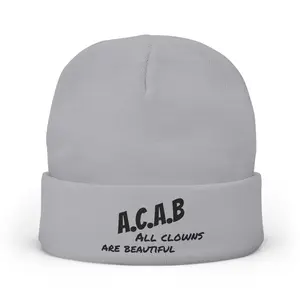 Embroidered Knit Beanie - A.C.A.B, Warm Winter Hat, Gift for Clown Lovers, Trendy Cap, Cozy Accessory