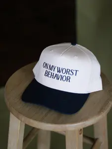 On My Worst Behavior Embroidered Trucker Hat, Baddie Energy Cap, Trendy Trucker Cap with Attitude, Embroidered Baddie Trucker Hat, worst behavior hat, embroidered trucker hat
