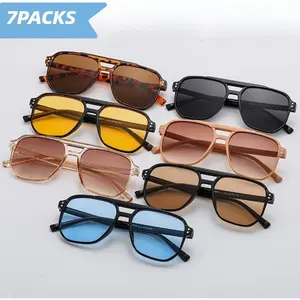 7 Pack Fashion Sunglasses for Women & Men, Trendy Retro UV Protection Shades with 7 Color Options, Lightweight PC Frame & Lenses - Stylish Eyewear Set for Daily Wear, Parties & Outdoor Activities