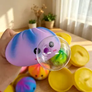 3pcs(1Bun+1Lid+1Base)Dumpling Toy, Blow Bubbles Squeeze Toy, Cute Relax Toy for Kids, Novelty Fidget Toy with Steamer, Funny Party Favor Gift, Random Style and Color