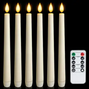 6 count Flameless Taper Candles with Remote, Timer, Plastic  Operated Window Candles, 9.6 Inches  LED Candlesticks, for Halloween Christmas  Decoration