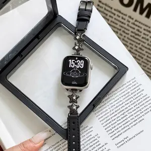 Star Patchwork Leather Watch Band, Delicate Star Decor Strap, Universal Multi Brand Design, Compatible with Apple Watch, Xiaomi, Huawei And Redmi for Daily Casual Matching, Only Watch Band Included