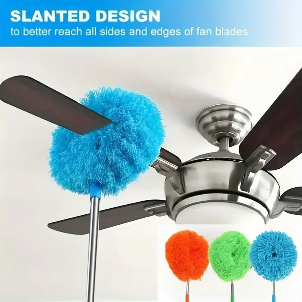 3Pack Extendable Microfiber Ceiling Fan Duster - Reusable, Effortless Cleaning Brush , Ideal For RVs & Home Use, Blue Green Orange summerwins