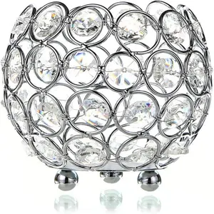 10cm  Bowl Votive Candleholder Sparkly  Light Candle Holders Candle Lanterns Decorative Candelabra Vase for Christmas  Year Wedding Table Centerpieces ( Tone)
