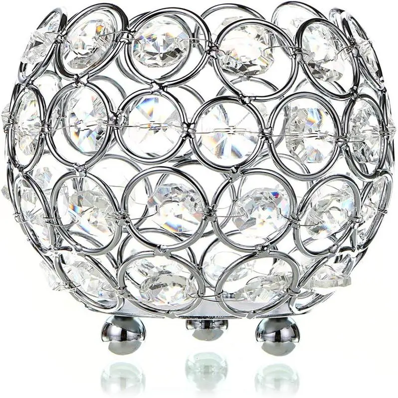 10cm Sparkly Votive Candle Holder - Home Decor Room Ornaments Organiser, Decorative Centerpiece for Christmas, Wedding Table Displays (Tone)