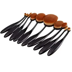 Set of 10 Oval Beauty Brushes by Beauty Experts - Small, Medium and Large Sizes Compact Makeup Brow Gift Handle Handy Tinted Cosmetic Compact Makeup sheglam glitter lips watches hairlike browpen