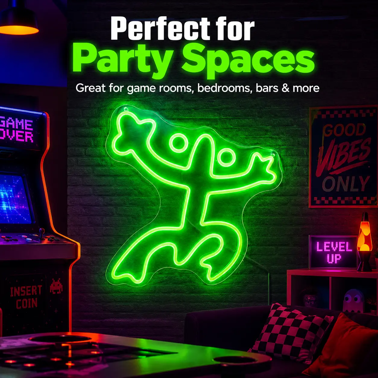 Green Frog LED Neon Sign, Cute Cartoon Frog Wall Light, USB Powered Green Neon Lamp, Acrylic Backboard Room Decor, Fun Animal LED Light for Bedroom, Gaming Room, Playroom, Party Decoration and Frog Lovers Gift