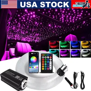 500/1000PCS Fiber Optic Kit Includes 16W RGBW Generator, 24-Key Remote, DC Cable, Car Charger & Manual | Easy DIY Installation (Skills Required)
