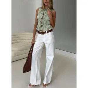 Serenitia Mid Rise Straight Leg Relaxed Jeans White Wash