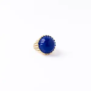 Isabella Enamel Cocktail Ring Blue - Adjustable Size