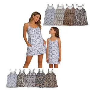 Athletic Clothes Summer Yoga Essential: MAMA & Me Camo Print Stretch Cami Dresses - Ultra Comfy, Matching Sets for Mom & Kid Summerdresses