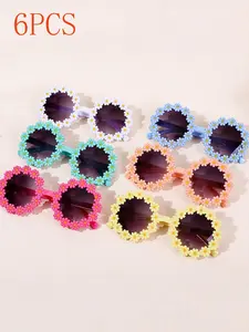 Daisy Shape Kids Fashion Glasses, Unisex Baby Cute Daily Decorative Eyewear, Flower Theme Party Accessory, 6 Pairs/3 Pairs Set