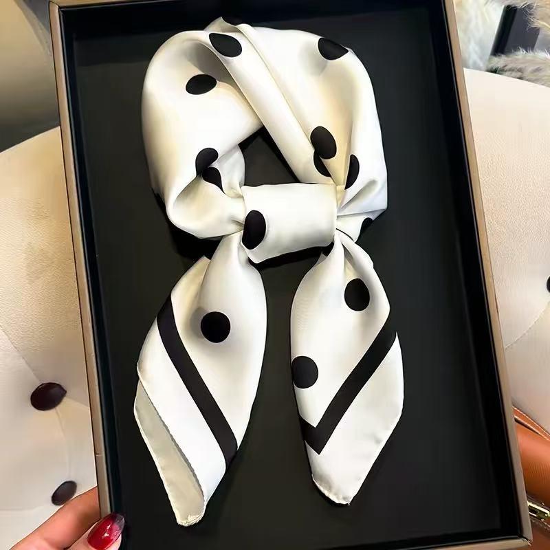 Elegant polka dot print silk scarf, silk scarf, 70.0 × 70.0 cm, perfect for everyday wear and gifting, soft and stylish, jacquard.