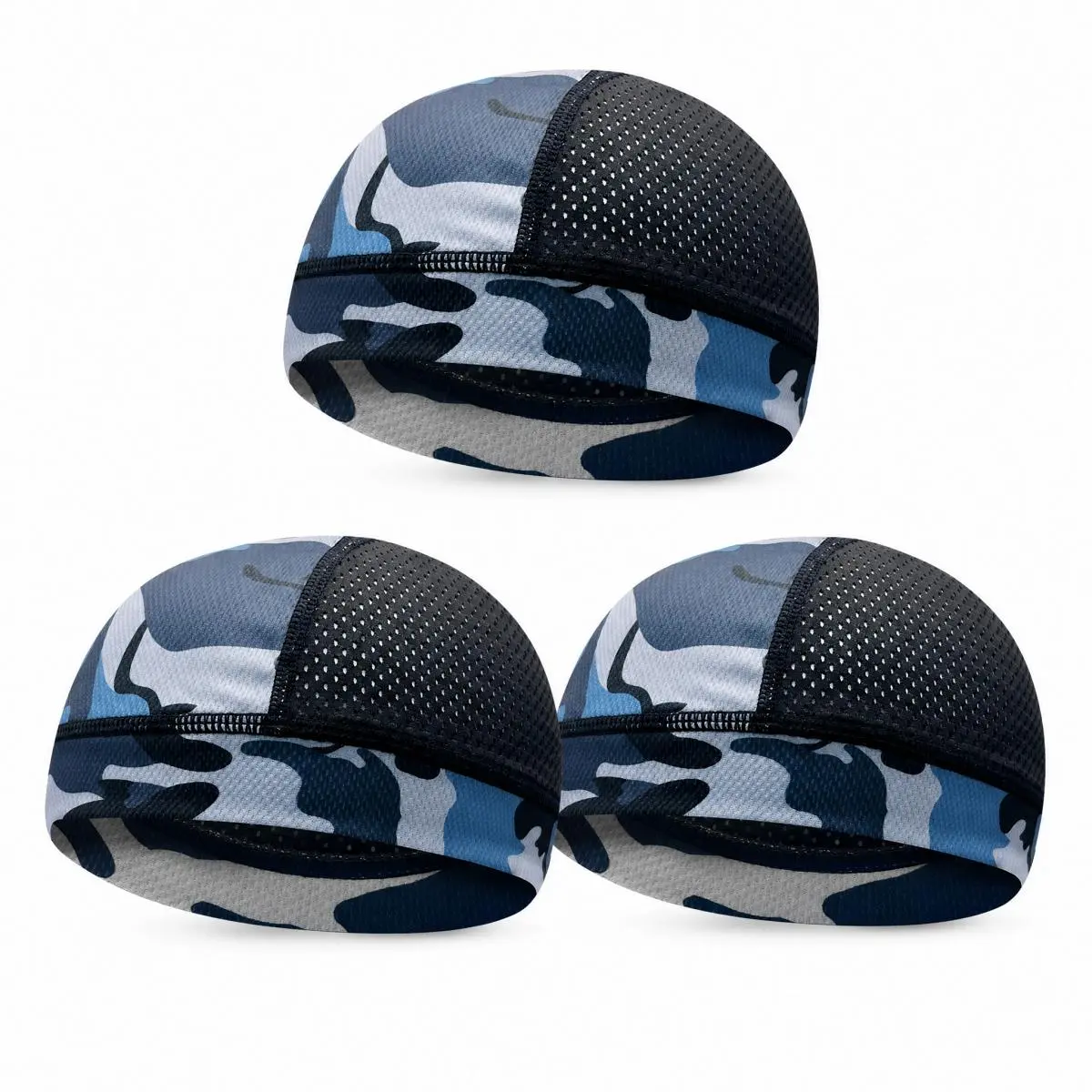 3-Pack Cooling Skull Cap Helmet Liner, Breathable Quick-Dry Moisture-Wicking Camo Cycling Cap for Men Women, Lightweight Stretch Under Helmet Beanie for Bike Motorcycle Running multifunctional mesh