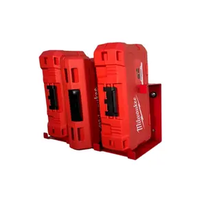 Milwaukee Drill Bit Storage Shelf Powder-Coated Steel Holds 3 Cases Gloss Red Finish with Mounting Hardware for Convenient Access