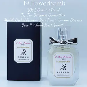 No.49 FLOWERBOMB 2005 Oriental Floral Top:Tea Bergamot Osmanthus Middle:Orchid Jasmine Rose Freesia Orange Blossom Base:Patchouli Mu-sk Vanilla  Size: 30ML 1oz L’Aura Précieuse Women Long Lasting Oil Base Fragrance Parfume