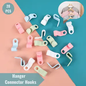 20 Counts Hanger Connector Hooks for Clothes Storage, Space Saver Hangers Light Hanging, Space Saving Organizer, Hangers Accessory Light Hanging