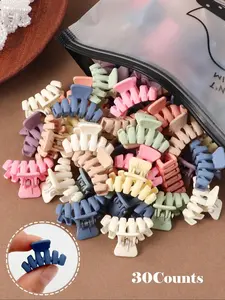 Fashion Cute Mini Hair Claws (30pcs Hair Claws Set), Casual Versatile Claw Clip for Women & Girls, Elegant All-match Fashion Accessories for Daily & Party Decoration, Exquisite Jewelry for Birthday Gifts, Flat Claw Clips, Styling