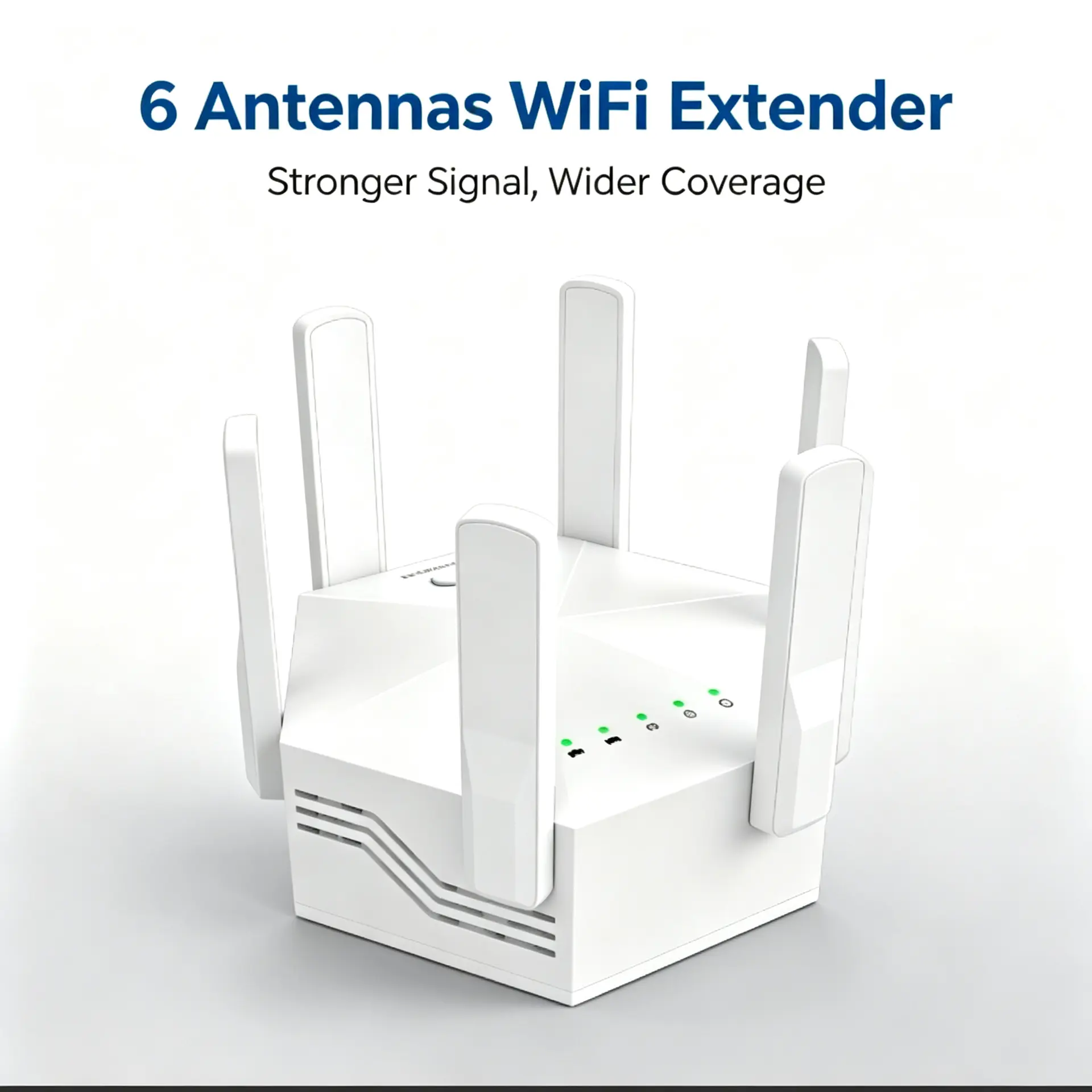 Signal Extender High-Speed Expansion WiFi Booster Dual-Band 1200Mbps Wireless Network Signal Booster 6 Adjustable Antenna WiFi Signal Amplifier for Indoor and Home Use White US Plug