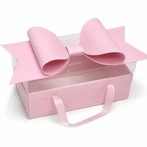 Transparent PVC Bow Handbag Gift Box, Creative Floral Packaging Bag, Wedding Birthday Party Favor Box, Random Color, Atmosphere Decoration