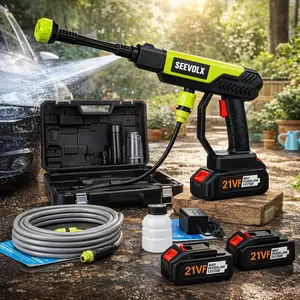 SEEVOLX 21V Cordless Pressure Washer Portable - Rechargeable Power Washer with Accessories for Car Wash, Patio Cleaning, Garden Hose, Driveway & Outdoor Home Maintenance Tool