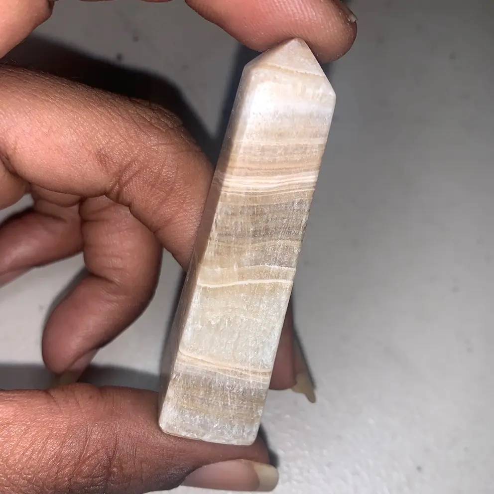 Natural Brown Calcite Crystal Mini Tower Obelisk