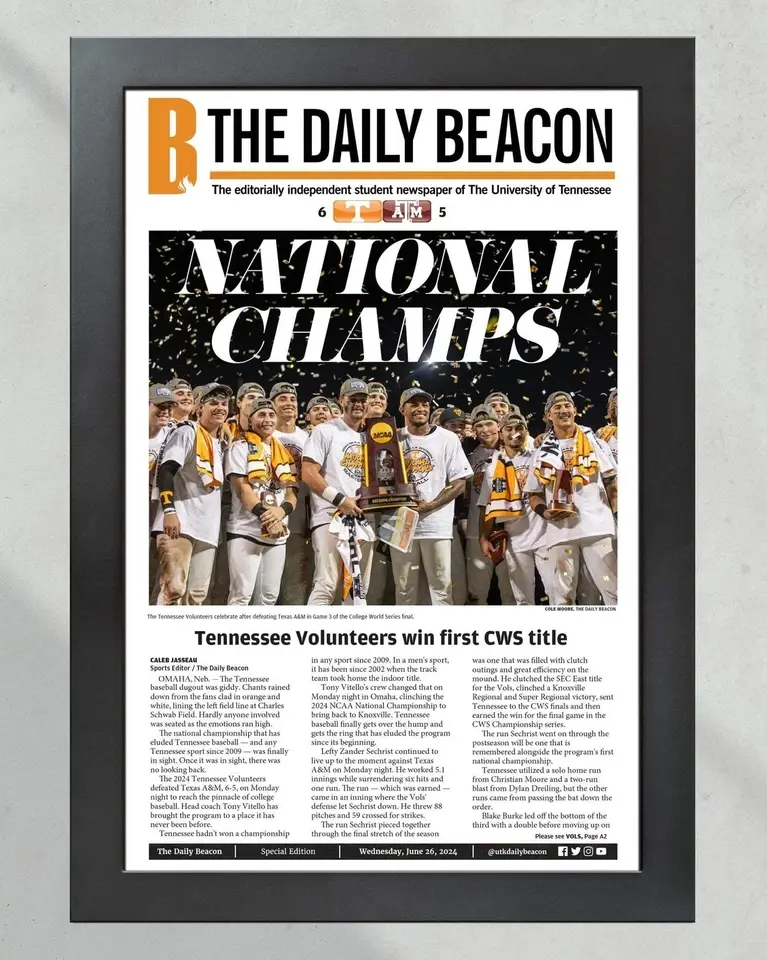 2024 Tennessee Volunteers CWS Baseball 'NATIONAL CHAMPIONS' - UnFramed Daily Beaco