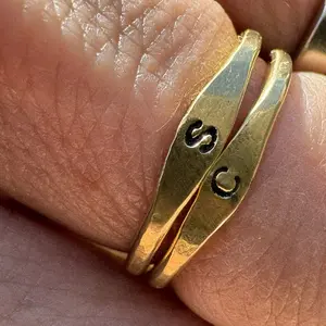 Handcrafted Initial Brass Ring with Unique Design and Durable Material Perfect for Everyday Wear and Ideal Gift