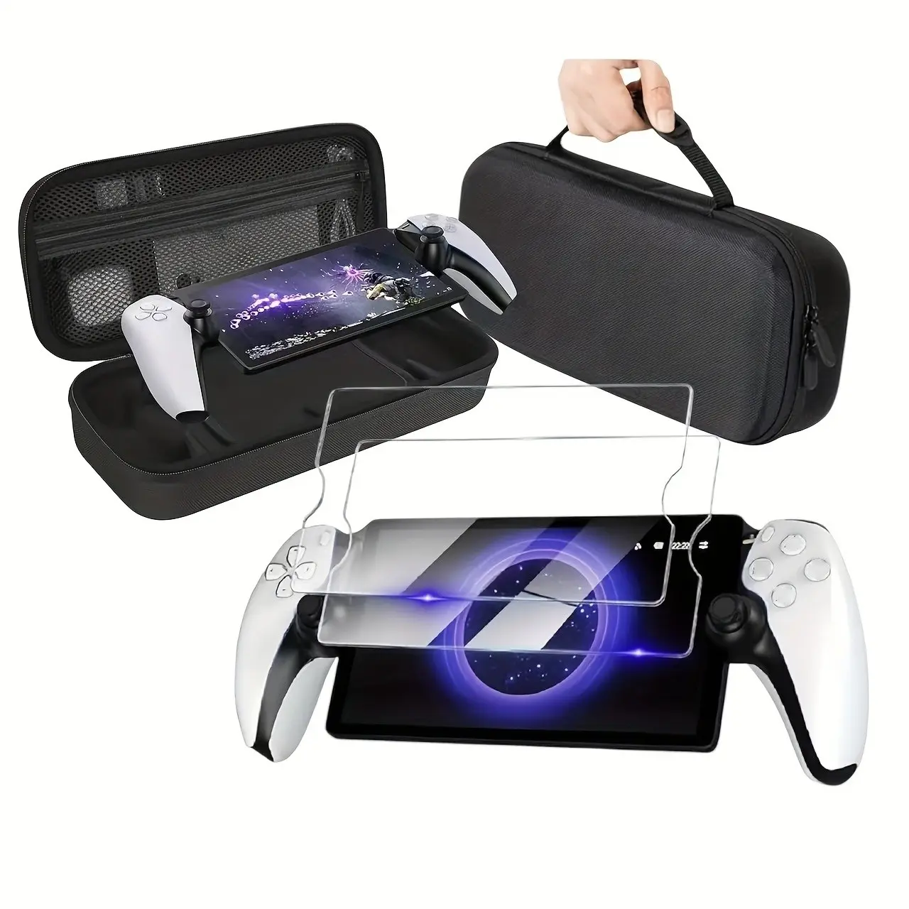 Portable Durable Travel Bag Compatible with Ps5 Portal, Large Capacity Handbag, Travel Organizer Bag, Includes 2 Screen Protectors, Protective Hard Shell Case, Traveling Bag, Travel Lightweight Bag, Hardshell Travel Bags