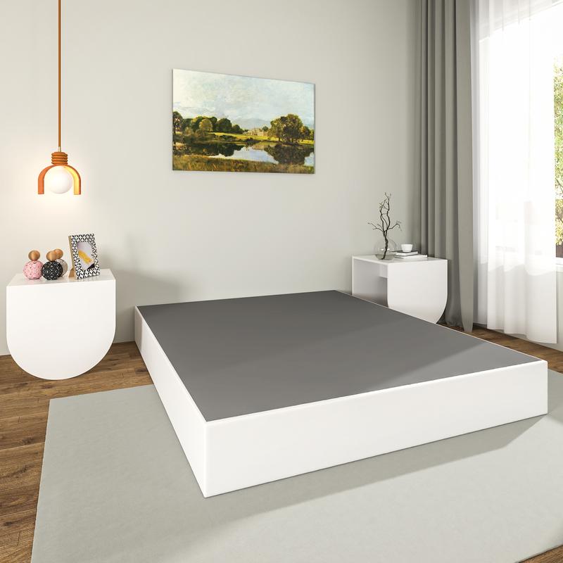 Edenza-Box Spring King, 9 Inchs High Metal Twin Full Queen King Size Box Spring Only, Heavy Duty Mattress Foundation with Fabric Cover, Easy Assembly, Quiet Noise Free, Non Slip, Queen Size Furniture Bedframe Bedroom Design Modern Home Interior