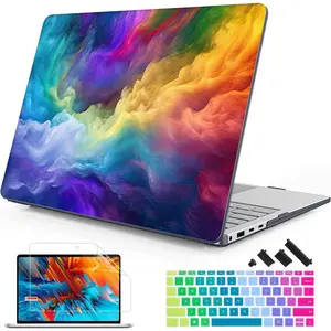 Mektron Case for 13.Microsoft Surface Laptop 7 Windows 11 AI PC 2024 Surface Laptop 13.8 Inch Cover Fits Model 2036, Keyboard Cover +Screen Protector +Dust Plugs, Rainbow Cosmic