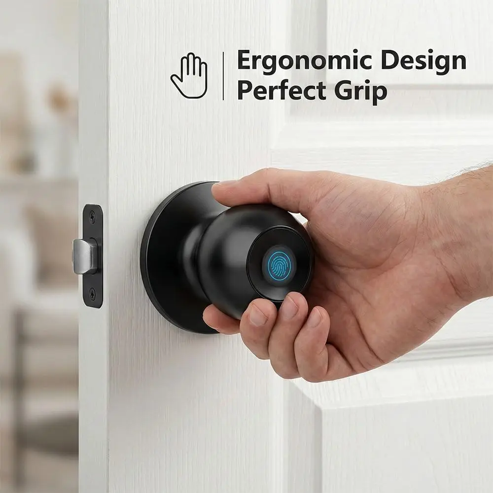Fingerprint Door Lock Smart Door Knob Biometric Door Lock with Key & App Control