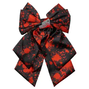 Blood Splatter Cleaver Satin Hair Bow Clip