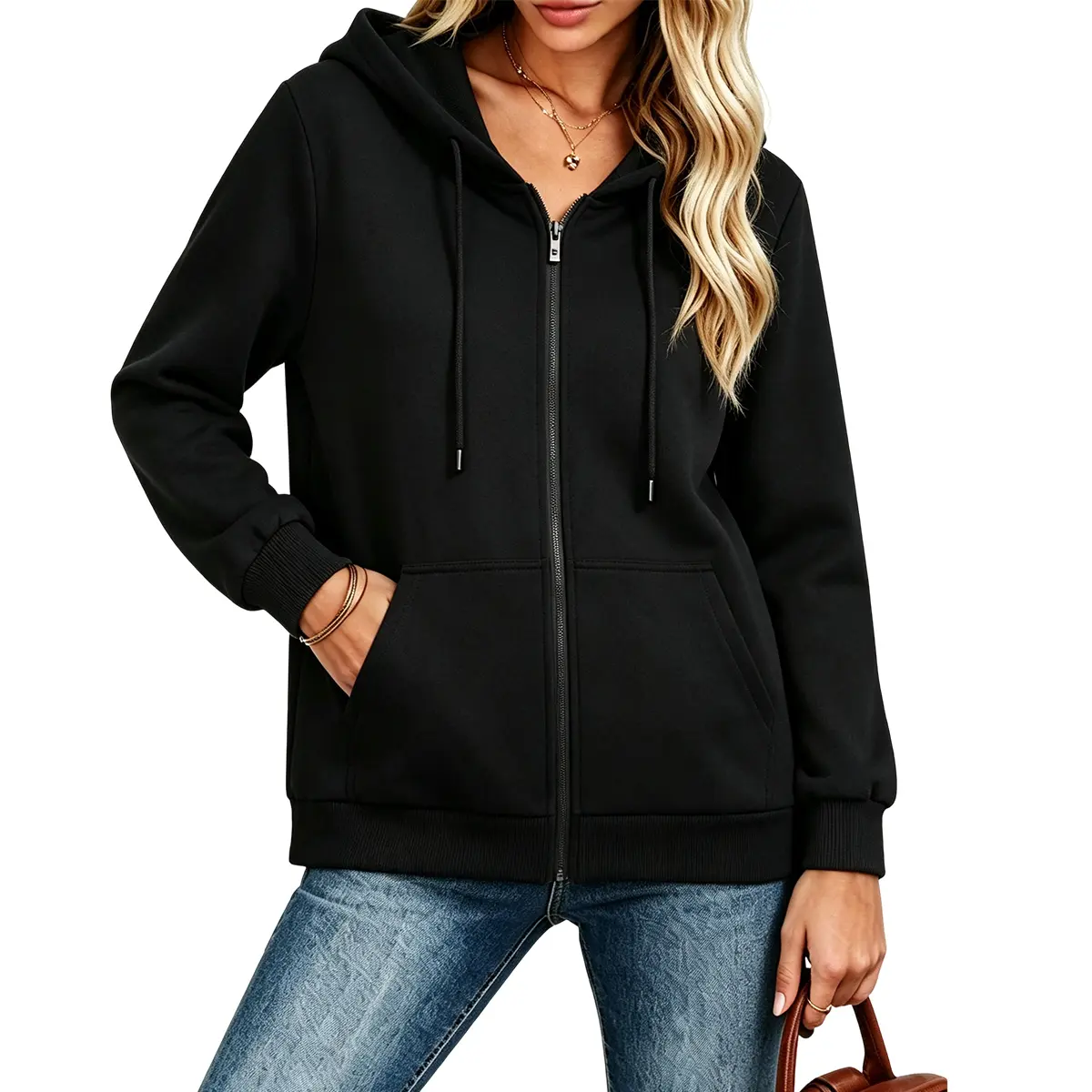 JOGWAVE Women’s Lightweight Full Zip-Up Hoodie Jacket - Soft Thin Zip Up Hoodies with Kangaroo Pockets, Relaxed Fit Versatile Casual Outer Layer for Spring, Autumn Everyday Streetwear
