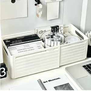 Expandable Cabinet Storage Box, Pull-Out Drawer Organizer for Study Room Kitchen Desktop, Large Capacity Foldable Home Bathroom Basket, Collapsible Storage Organizer, Foldable Storage Bins