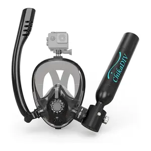 Mini scuba tank with Sub mask, 0.5L Diving Tank with Full face Mask Underwater Breath System Lung Tank DOT Certified Pony Bottle for Snorkeling,Suitable for various scenarios such as beach snorkeling and pool parties.