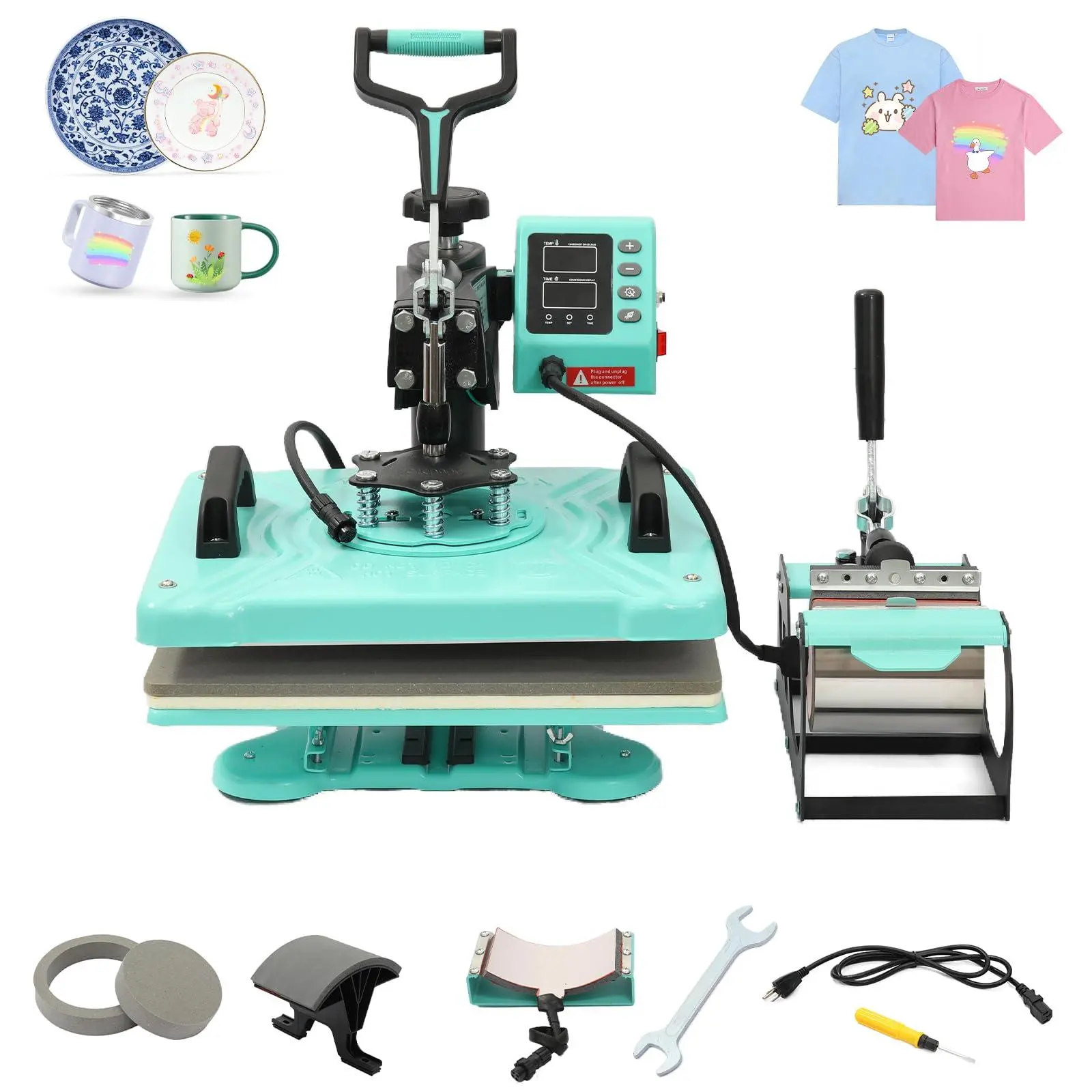 GARVEE 6 in 1 Heat Press Machine, 12" x 15" Heat Press, 360° Swing Away Digital Sublimation Heat Press Multifunction Heat Transfer Sublimation Combo for T-Shirt, Cap, Mug, Plate, Pillow, Bag