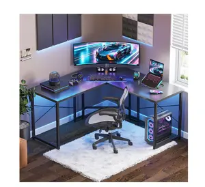 Computer Desk L Shaped, 51 Inch Reversible L Shaped Desk, Gaming Desk, Home Office Desk, Black