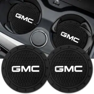 Car Cup Holder Coaster for GMC Sierra Denali Canyon Terrain Yukon Jimmy Acadia Recessed Silicone Cupholder Coaster Interior Accessories 2.75in 2Pack
