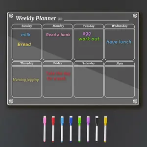 Weekly  Calendar for Fridge, Clear Dry Erase Board Calendar with 8 Markers, 16.5"x11.7"