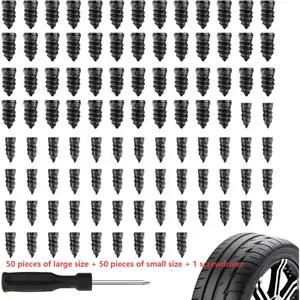 100-piece all-purpose tire repair plug kit, quick tire repair kit, suitable for cars, motorcycles, SUVs, trucks, caravans, bicycles, all-terrain vehicles. Tire repair tools, tubeless tire repair.