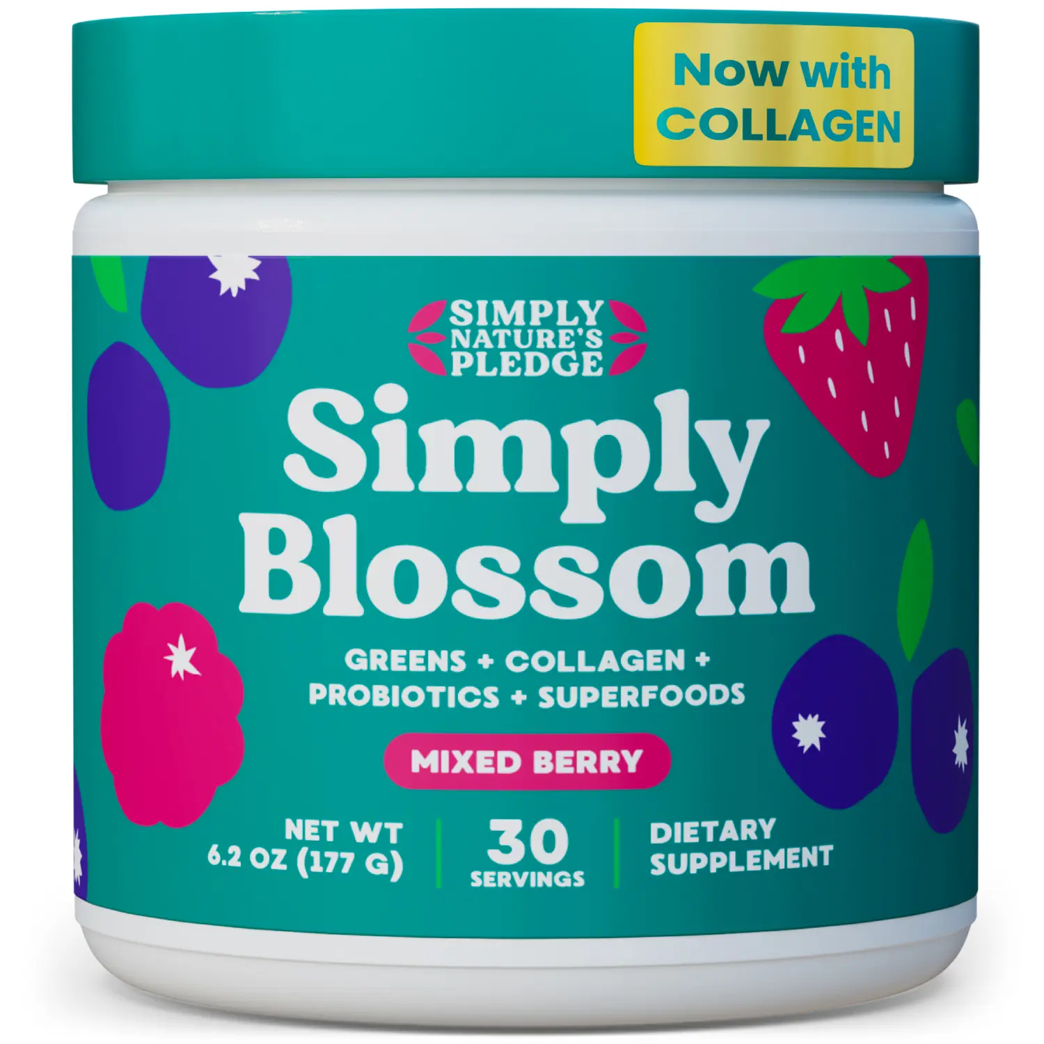 Simply Blossom Nutrition - Daily Greens & Superfood Powder + Collagen + Probiotics for Women's Digestive Health & Bloating Relief. Help Your Health Bloom - 30 Day Supply