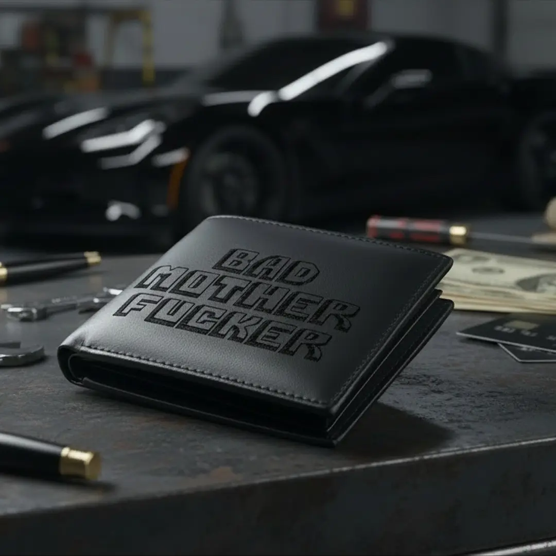 The BMF WalletBlack Embroidery  Version Wallet "Carry Your Attitude"